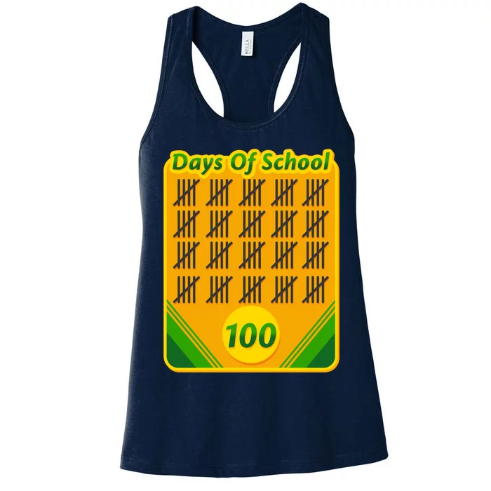 One Hundred Days Of School Crayons Women's Racerback Tank