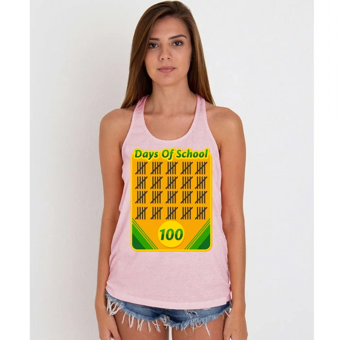 One Hundred Days Of School Crayons Women's Knotted Racerback Tank