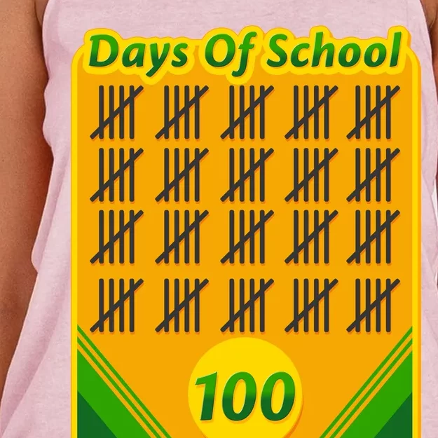 One Hundred Days Of School Crayons Women's Knotted Racerback Tank