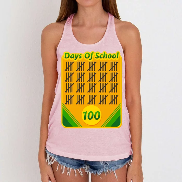 One Hundred Days Of School Crayons Women's Knotted Racerback Tank