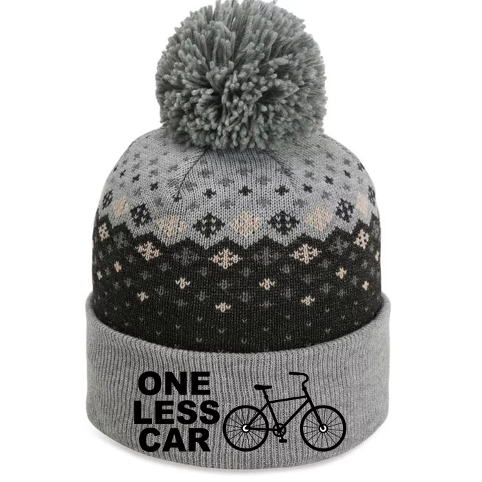 One Less Car Funny Cycling The Baniff Cuffed Pom Beanie