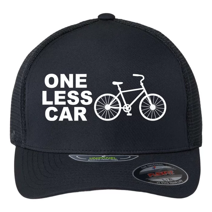 One Less Car Funny Cycling Flexfit Unipanel Trucker Cap