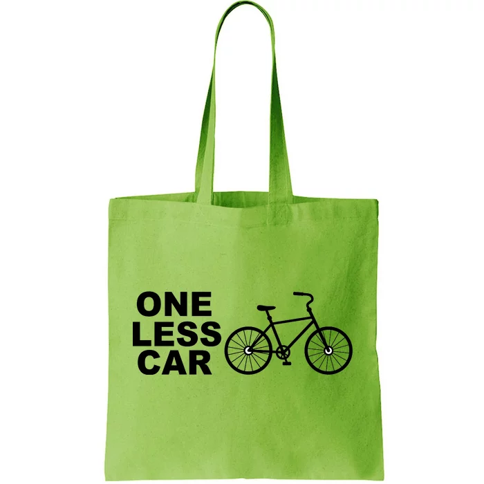 One Less Car Funny Cycling Tote Bag