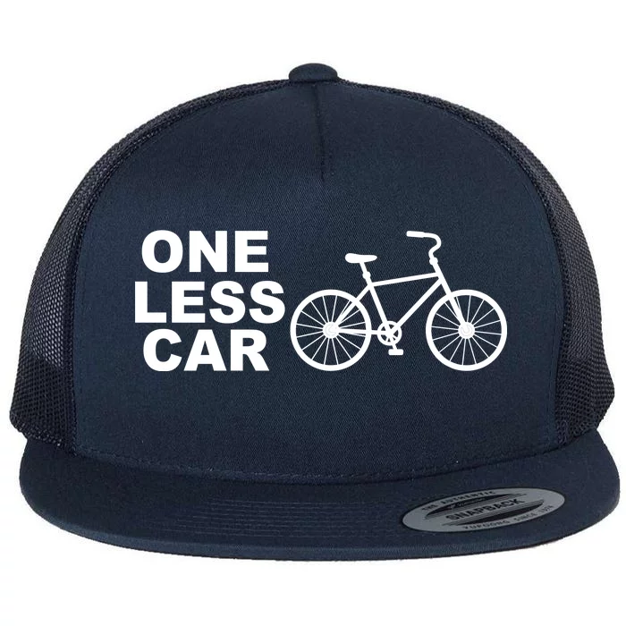 One Less Car Funny Cycling Flat Bill Trucker Hat