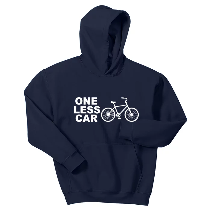 One Less Car Funny Cycling Kids Hoodie