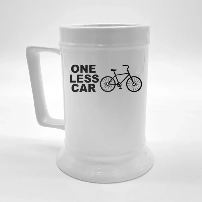 One Less Car Funny Cycling Front & Back Beer Stein