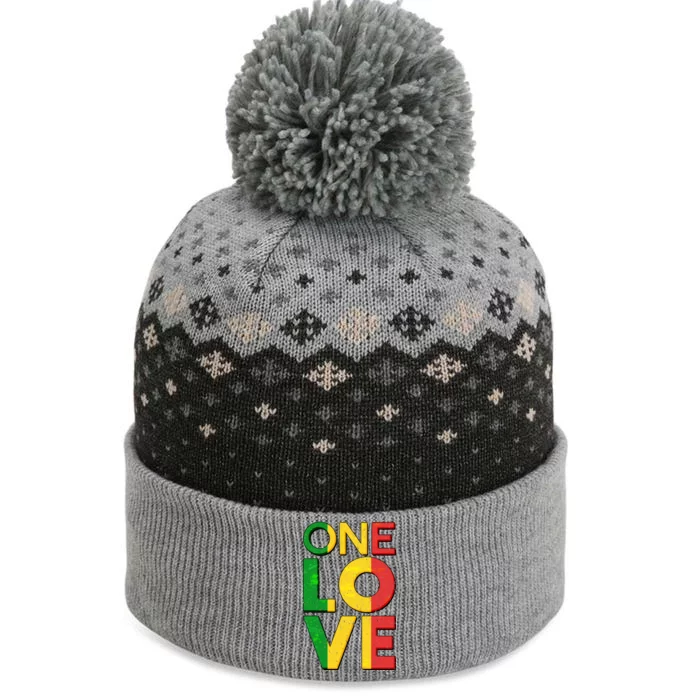 One Love African Colors The Baniff Cuffed Pom Beanie