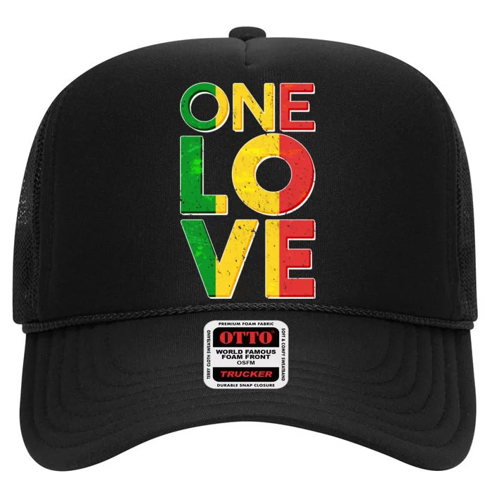 One Love African Colors High Crown Mesh Trucker Hat