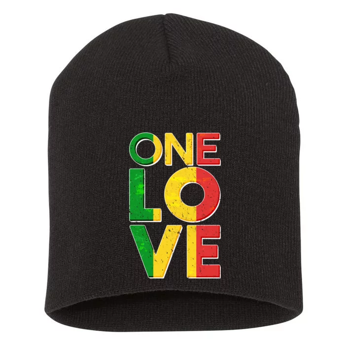 One Love African Colors Short Acrylic Beanie