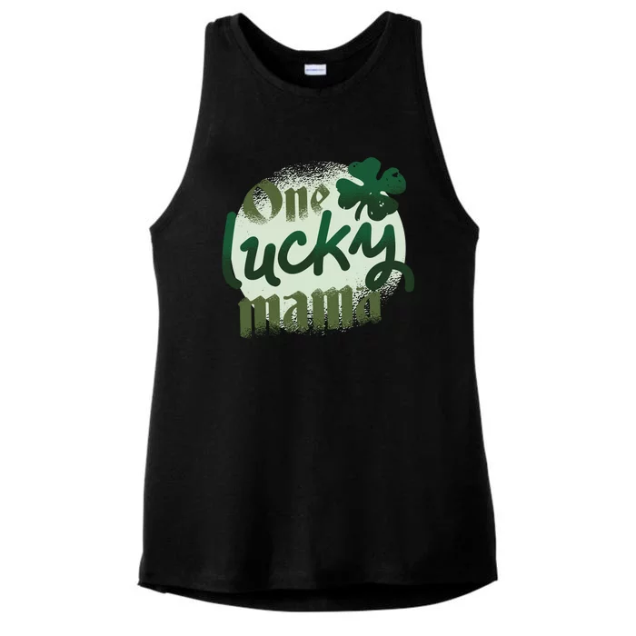 One Lucky Mama Irish Clover Ladies Tri-Blend Wicking Tank