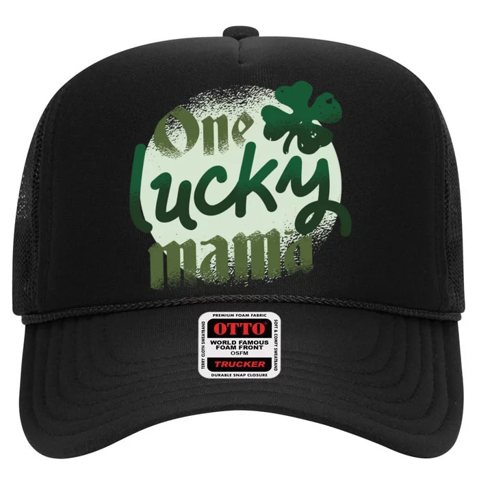 One Lucky Mama Irish Clover High Crown Mesh Trucker Hat