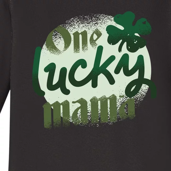 One Lucky Mama Irish Clover Baby Long Sleeve Bodysuit