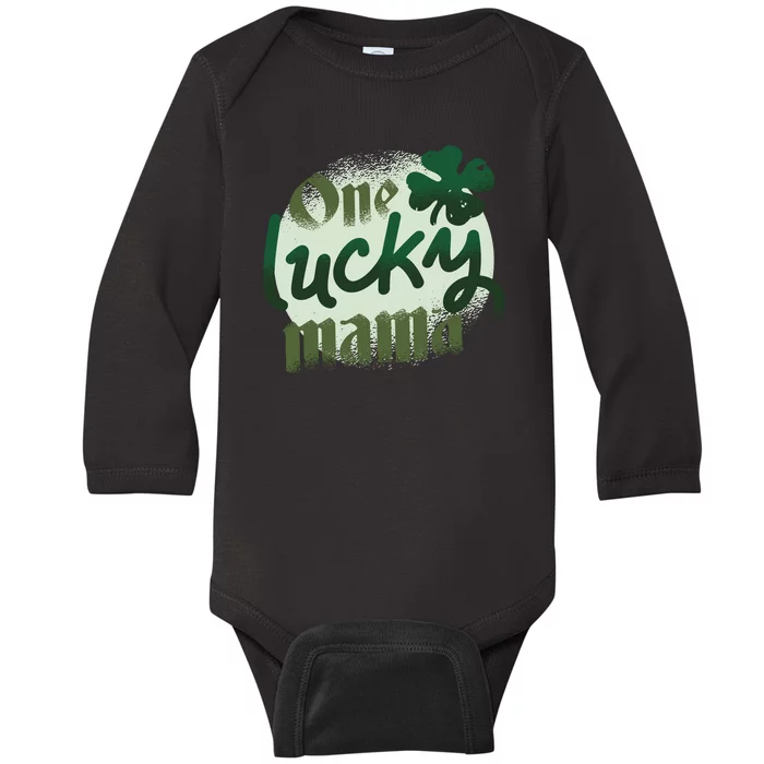 One Lucky Mama Irish Clover Baby Long Sleeve Bodysuit