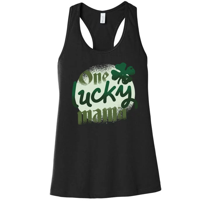 One Lucky Mama Irish Clover Women's Racerback Tank