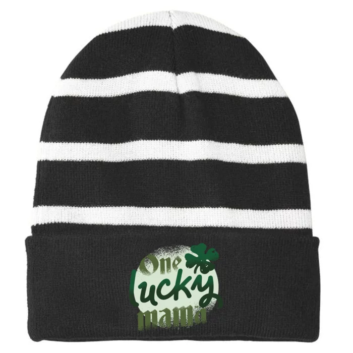 One Lucky Mama Irish Clover Striped Beanie with Solid Band