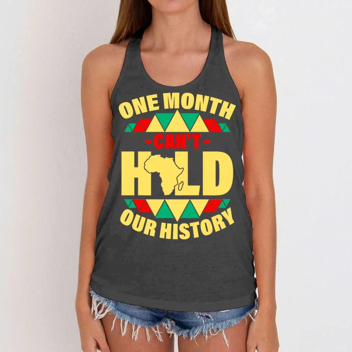 One Month Can't Hold Our History Africa Pride Women's Knotted Racerback Tank