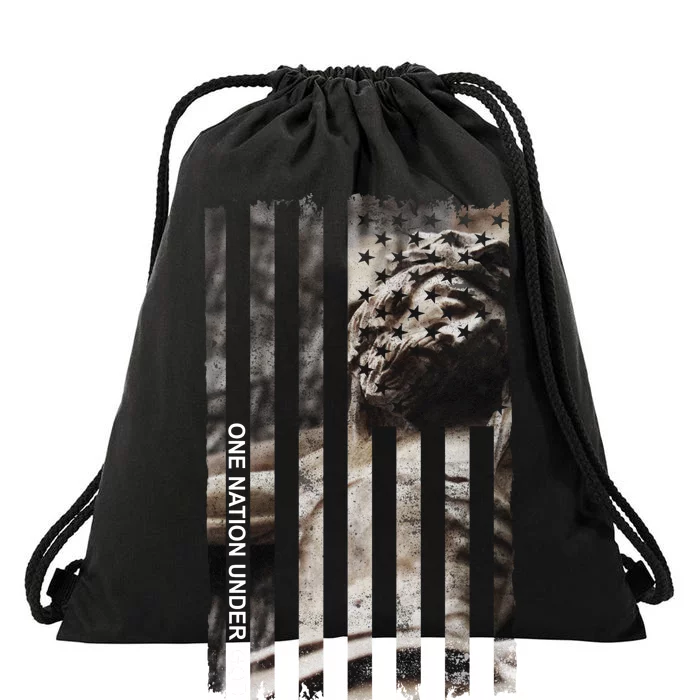 One Nation Under God American Jesus Flag Drawstring Bag