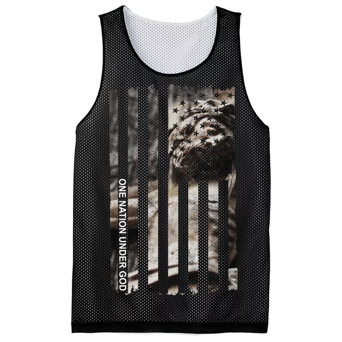 One Nation Under God American Jesus Flag Mesh Reversible Basketball Jersey Tank