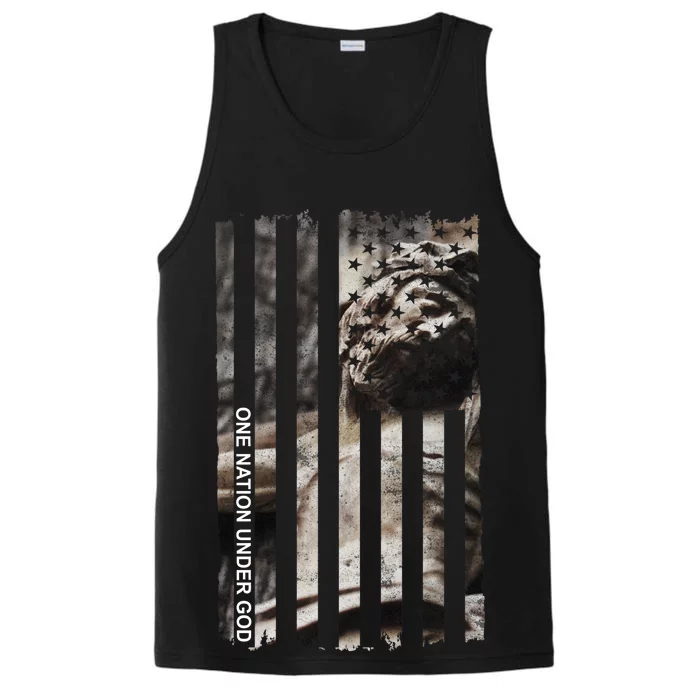 One Nation Under God American Jesus Flag Performance Tank