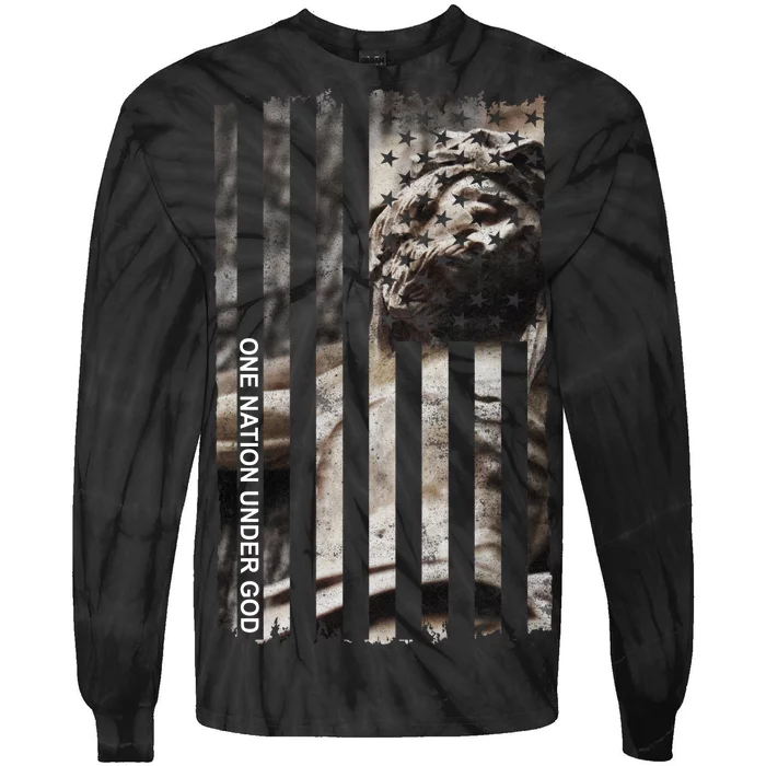 One Nation Under God American Jesus Flag Tie-Dye Long Sleeve Shirt