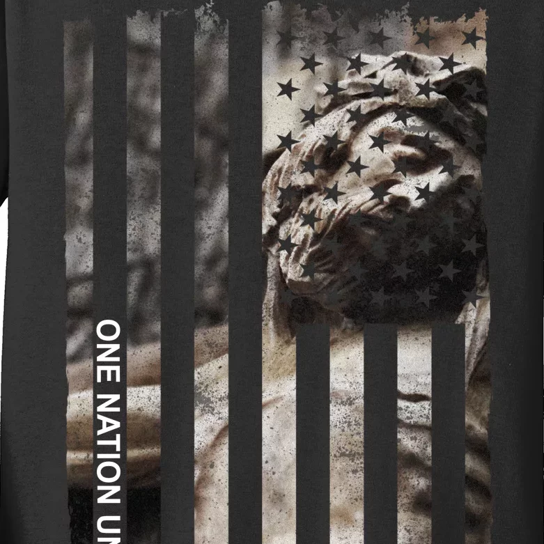 One Nation Under God American Jesus Flag Kids Long Sleeve Shirt