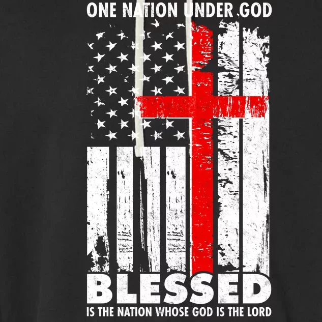 One Nation Under God Blessed Garment-Dyed Fleece Hoodie