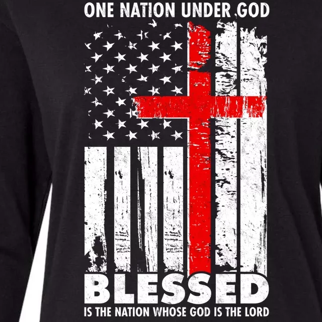 One Nation Under God Blessed Womens Cotton Relaxed Long Sleeve T-Shirt