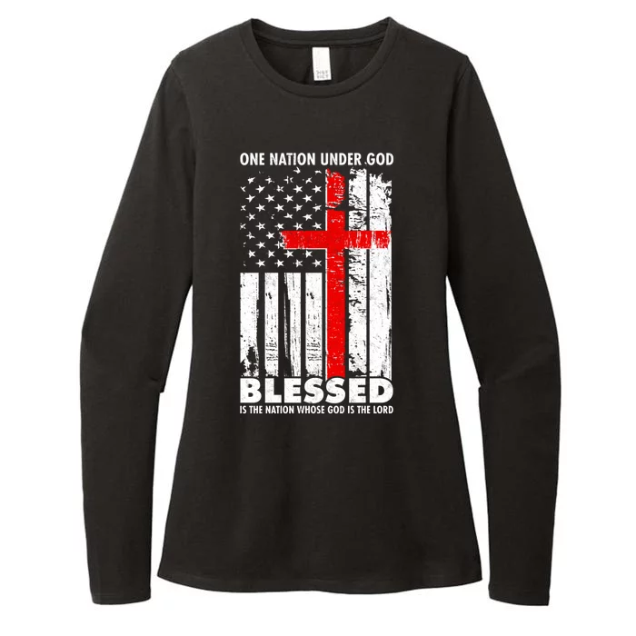 One Nation Under God Blessed Womens CVC Long Sleeve Shirt