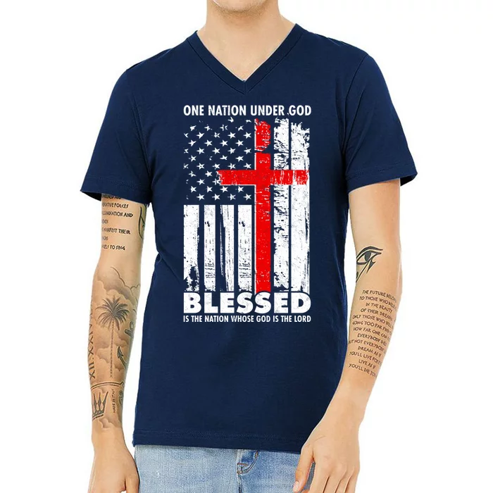 One Nation Under God Blessed V-Neck T-Shirt