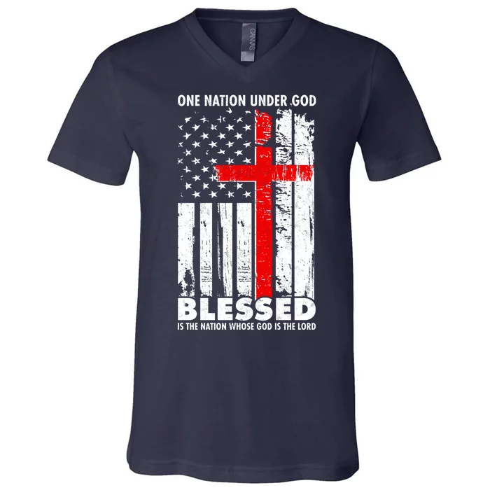 One Nation Under God Blessed V-Neck T-Shirt