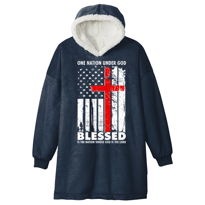 One Nation Under God Blessed Hooded Wearable Blanket