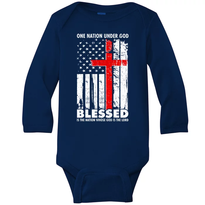 One Nation Under God Blessed Baby Long Sleeve Bodysuit