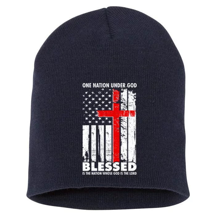 One Nation Under God Blessed Short Acrylic Beanie