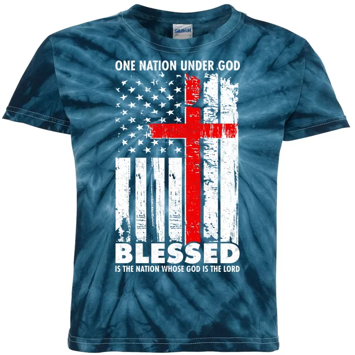 One Nation Under God Blessed Kids Tie-Dye T-Shirt