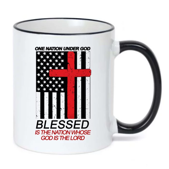 One Nation Under God Blessed Is The Nation Whose God Is The Lord Black Color Changing Mug