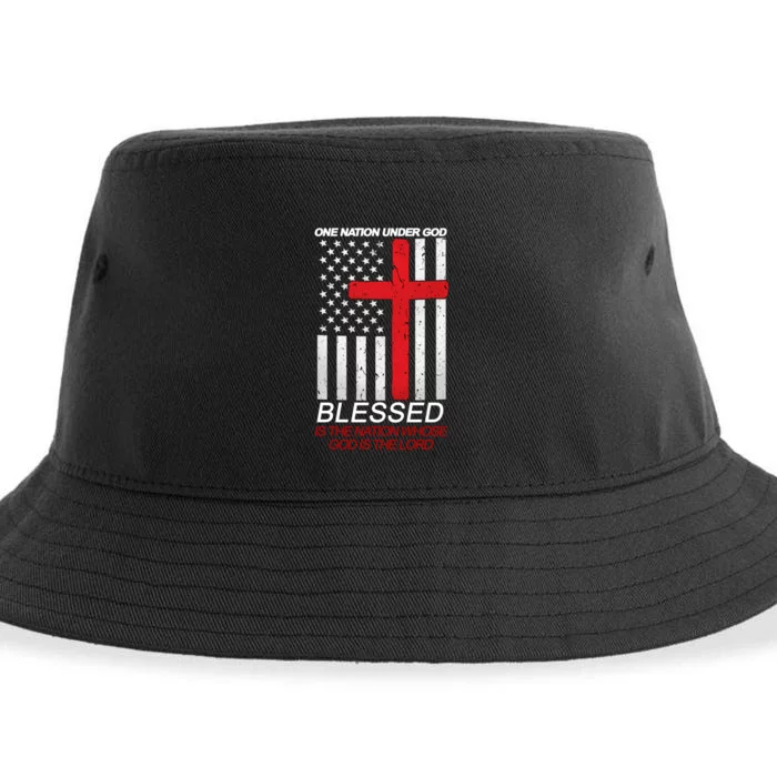 One Nation Under God Blessed Is The Nation Whose God Is The Lord Sustainable Bucket Hat