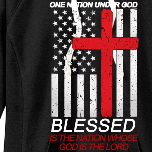 One Nation Under God Blessed Is The Nation Whose God Is The Lord Women's Fleece Hoodie