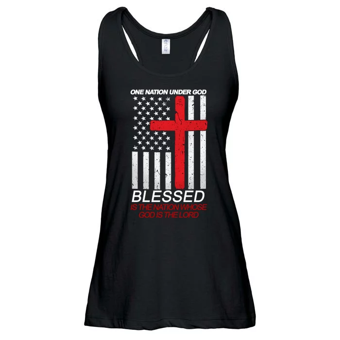 One Nation Under God Blessed Is The Nation Whose God Is The Lord Ladies Essential Flowy Tank