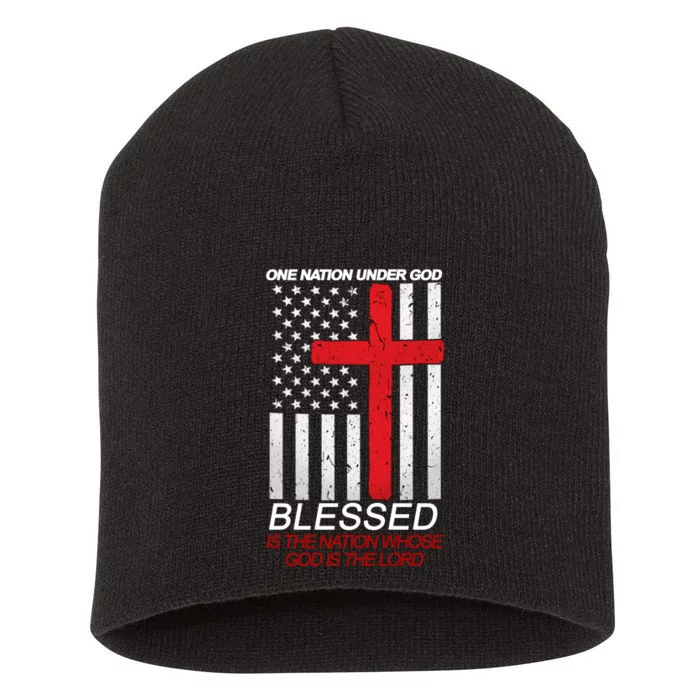 One Nation Under God Blessed Is The Nation Whose God Is The Lord Short Acrylic Beanie