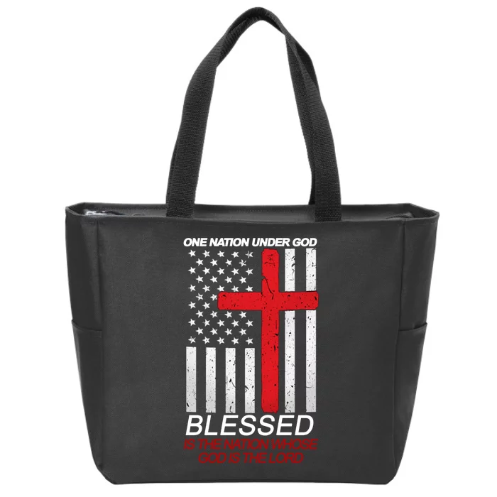 One Nation Under God Blessed Is The Nation Whose God Is The Lord Zip Tote Bag