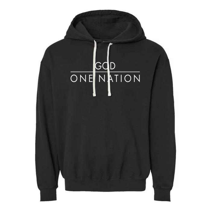 One Nation Under God Christianity Faith Garment-Dyed Fleece Hoodie