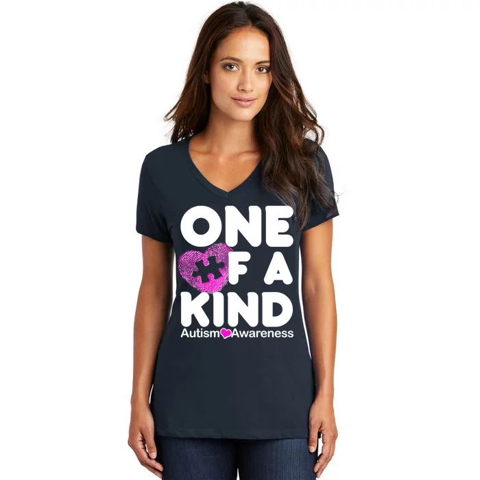 One of a Kind - Autism Awareness Women's V-Neck T-Shirt