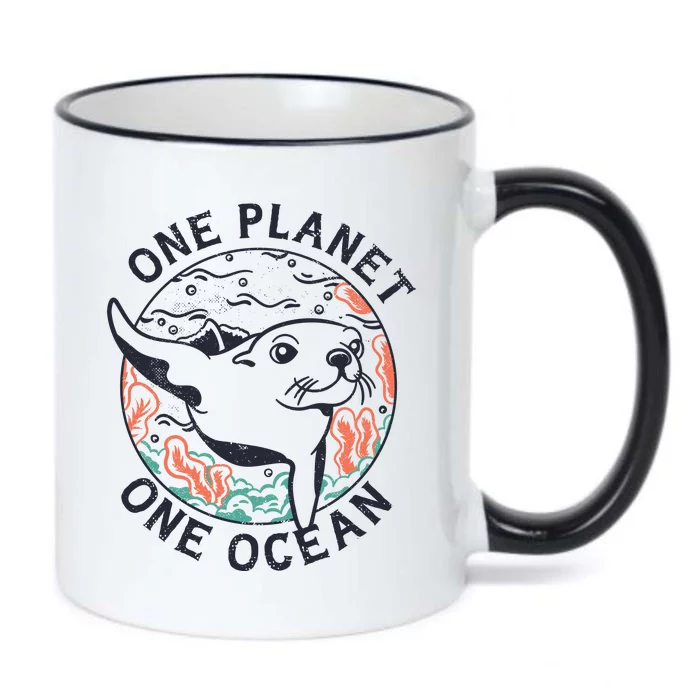 One Planet One Ocean Seal Black Color Changing Mug