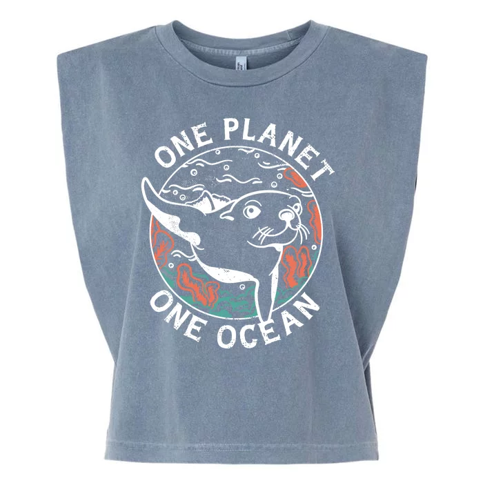 One Planet One Ocean Seal Garment-Dyed Women's Muscle Tee