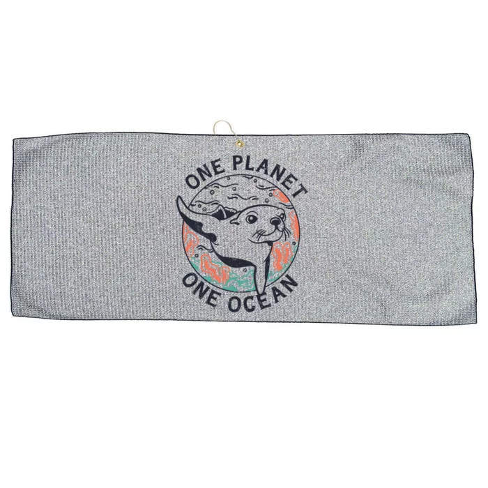 One Planet One Ocean Seal Large Microfiber Waffle Golf Towel