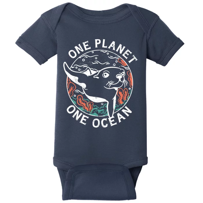 One Planet One Ocean Seal Baby Bodysuit