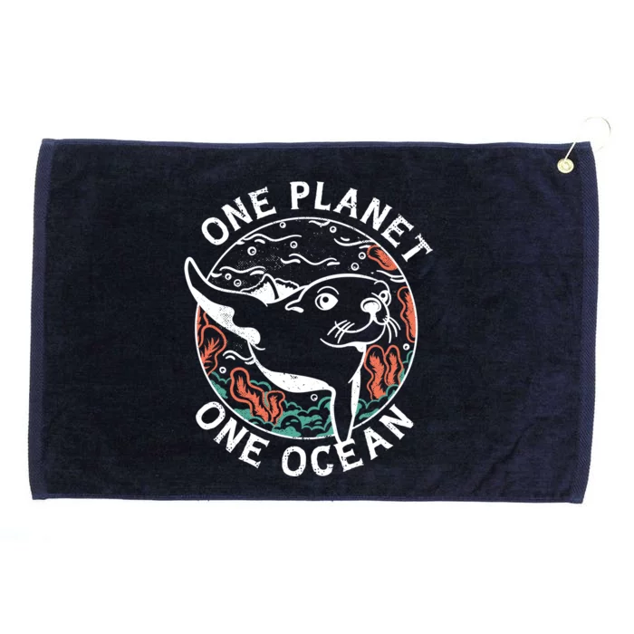 One Planet One Ocean Seal Grommeted Golf Towel