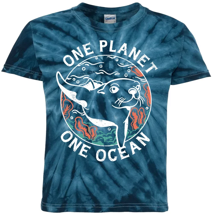 One Planet One Ocean Seal Kids Tie-Dye T-Shirt