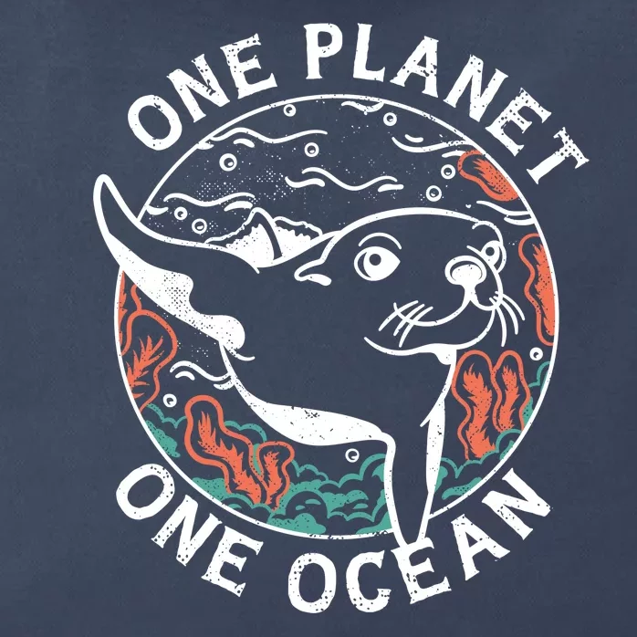 One Planet One Ocean Seal Zip Tote Bag