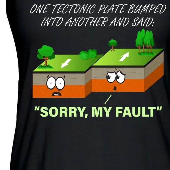 One Tectonic Plate Sorry My Fault Ladies Essential Flowy Tank